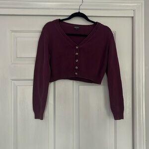 Target Burgundy Cropped Button Sweater Size Large